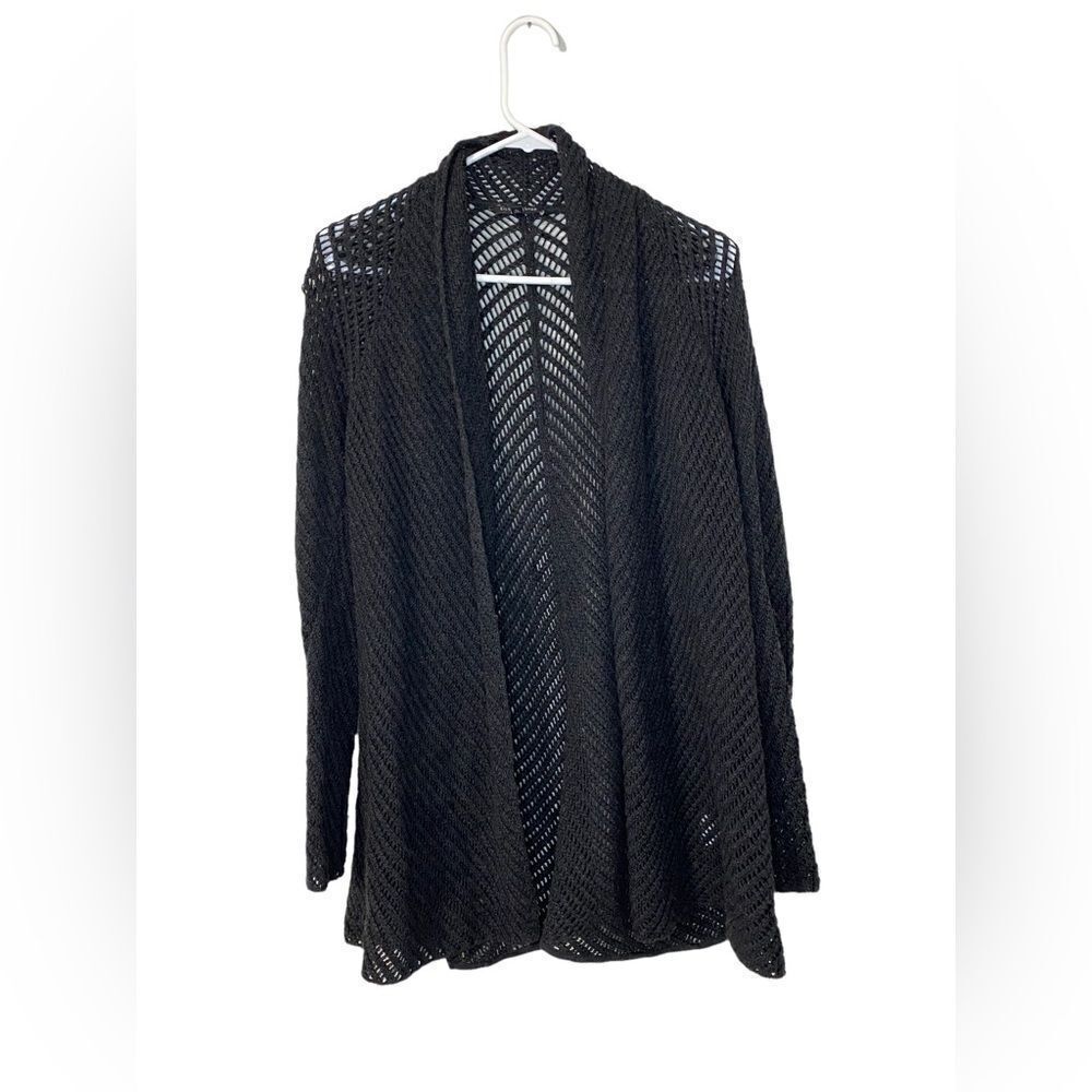 EILEEN FISHER MERINO WOOL SPARKLE MESH OPEN KNIT CARDIGAN size PP